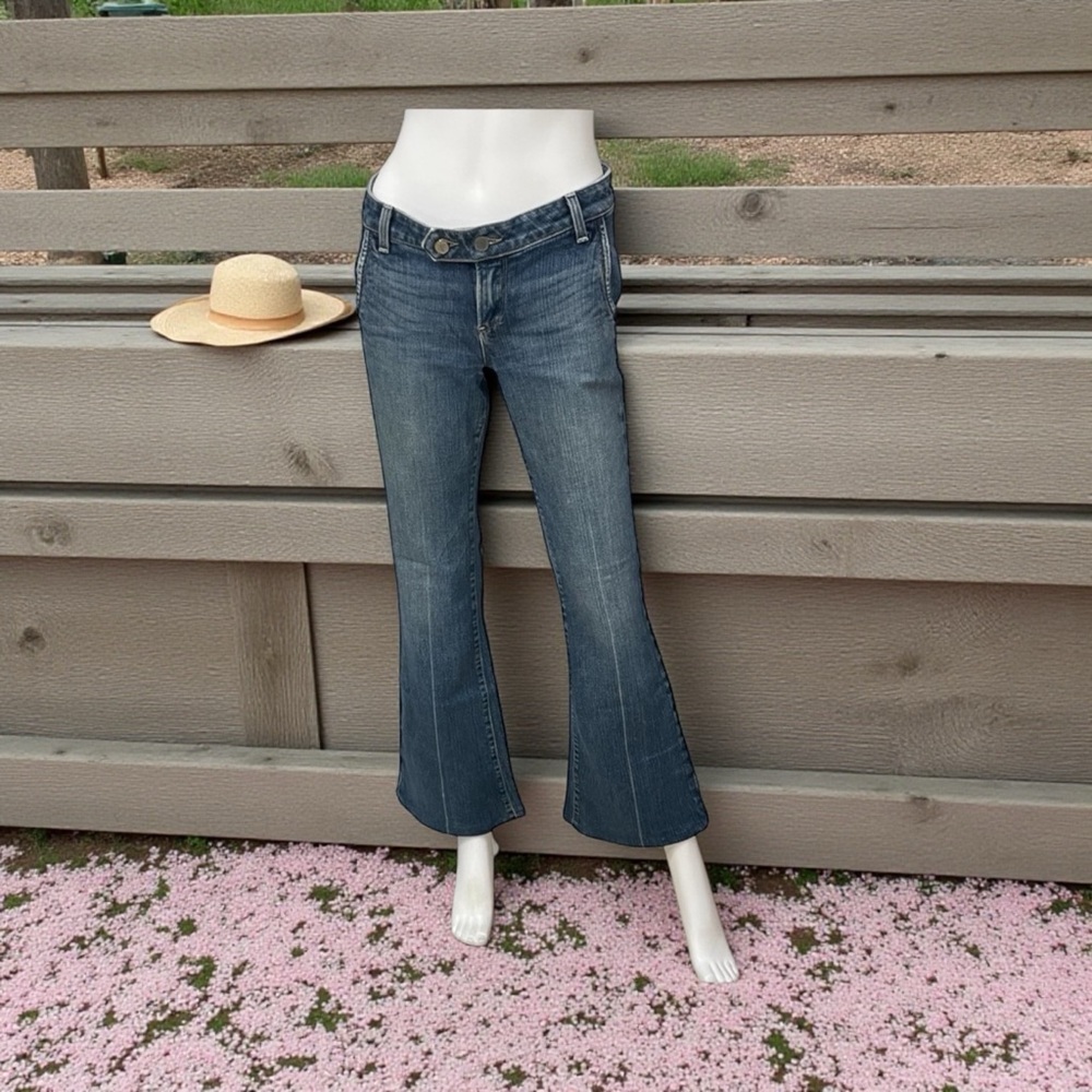 PAIGE Medium Wash Flare Jeans in Blue